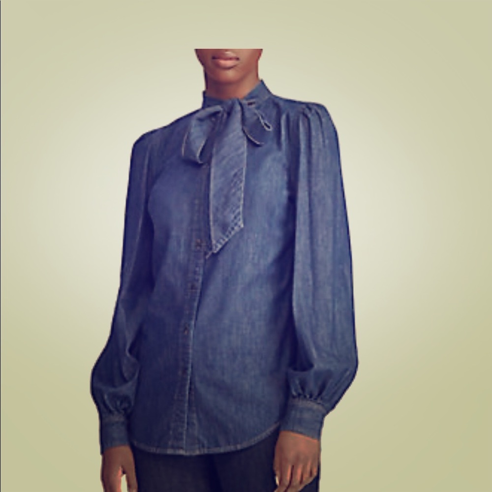 ✨ New  Ralph Lauren
Tie-Collar Blouse 🎄🛍